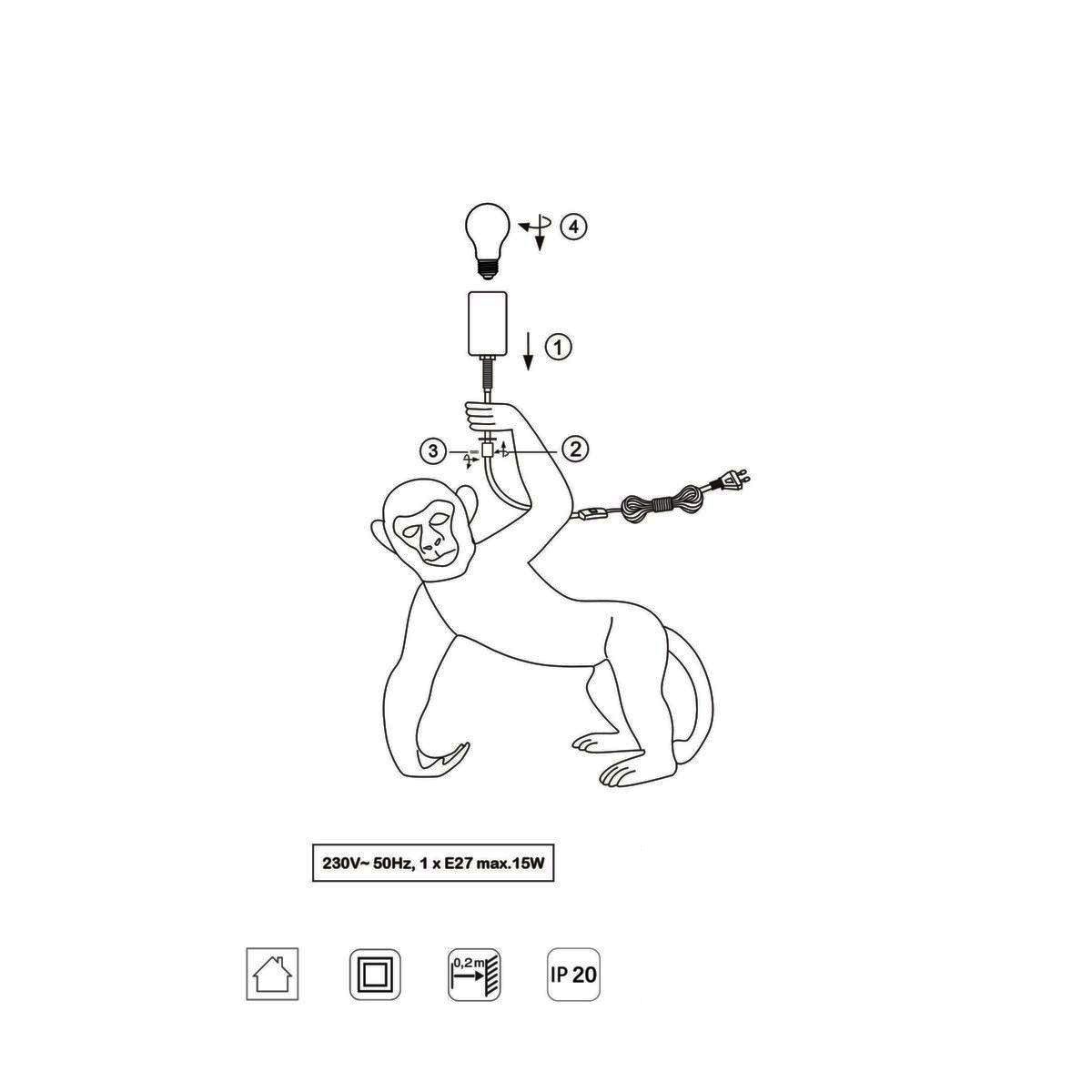 Lampade: Tischleuchte, Affe, Gold, 42 cm Höhe – Nuovo (secondo la descrizione) da Kreuzlingen venduto da Smart-Light 3