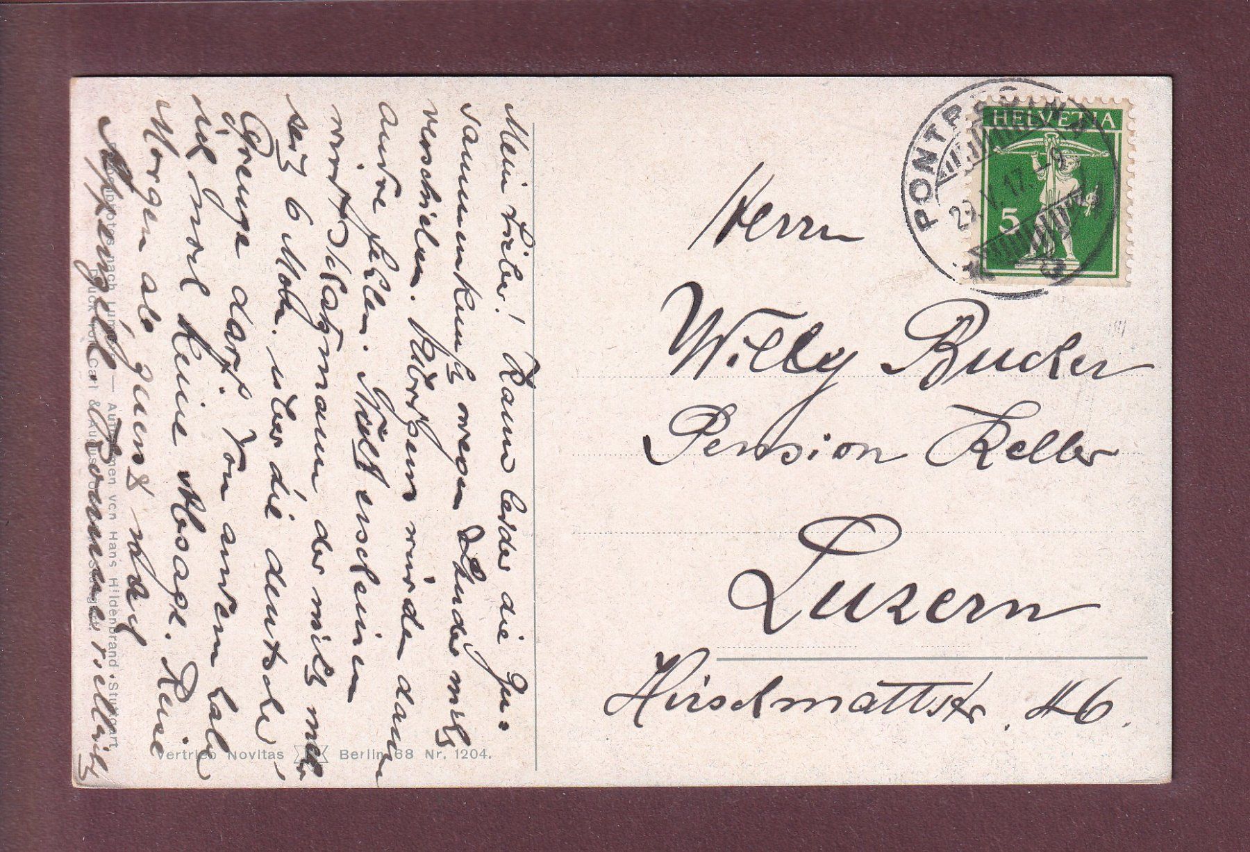 Cartoline postali: Celerina - SAN GIAN - 1917 – Usato da Pully venduto da nicecards 1