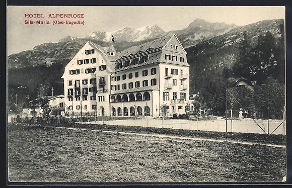 Cartoline postali: Sils-Maria /Ober-Engadin, Hotel Alpenros – Usato da Berlin venduto da bartko-reher