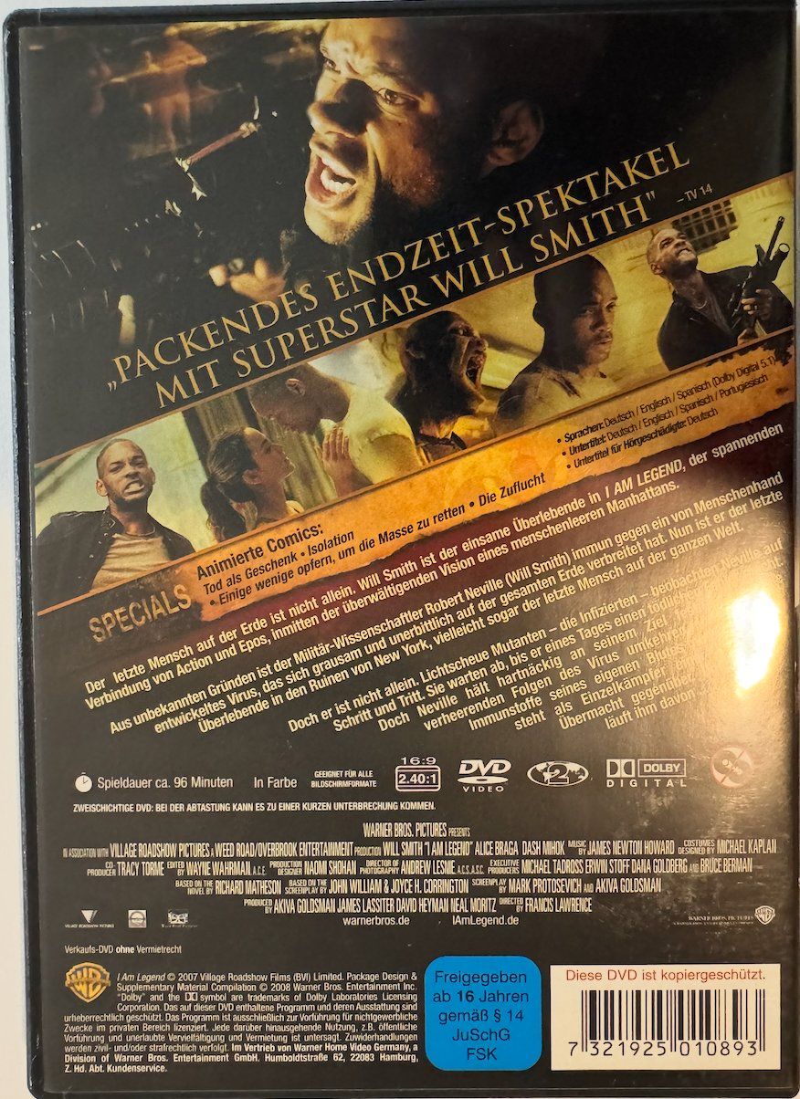Alle DVDs: DVD   I AM LEGEND mit WILL SMITH – Gebraucht aus Wisen von gigisna 2