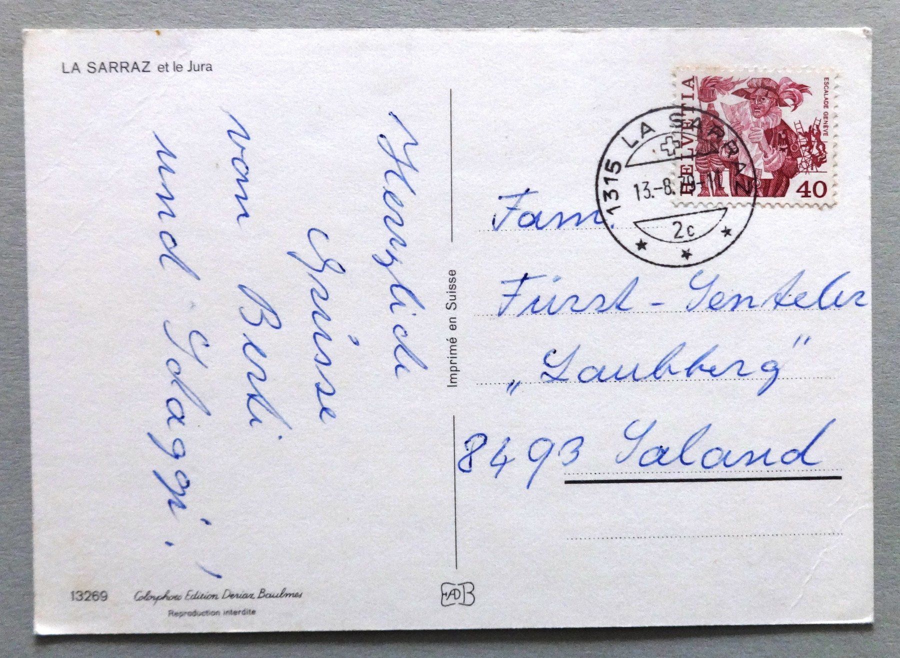 Cartoline postali: La Sarraz et le Jura – Difettoso da Fétigny venduto da Billy2miny 1