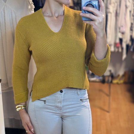 Mango asymmetrischer Pullover Ocker M
