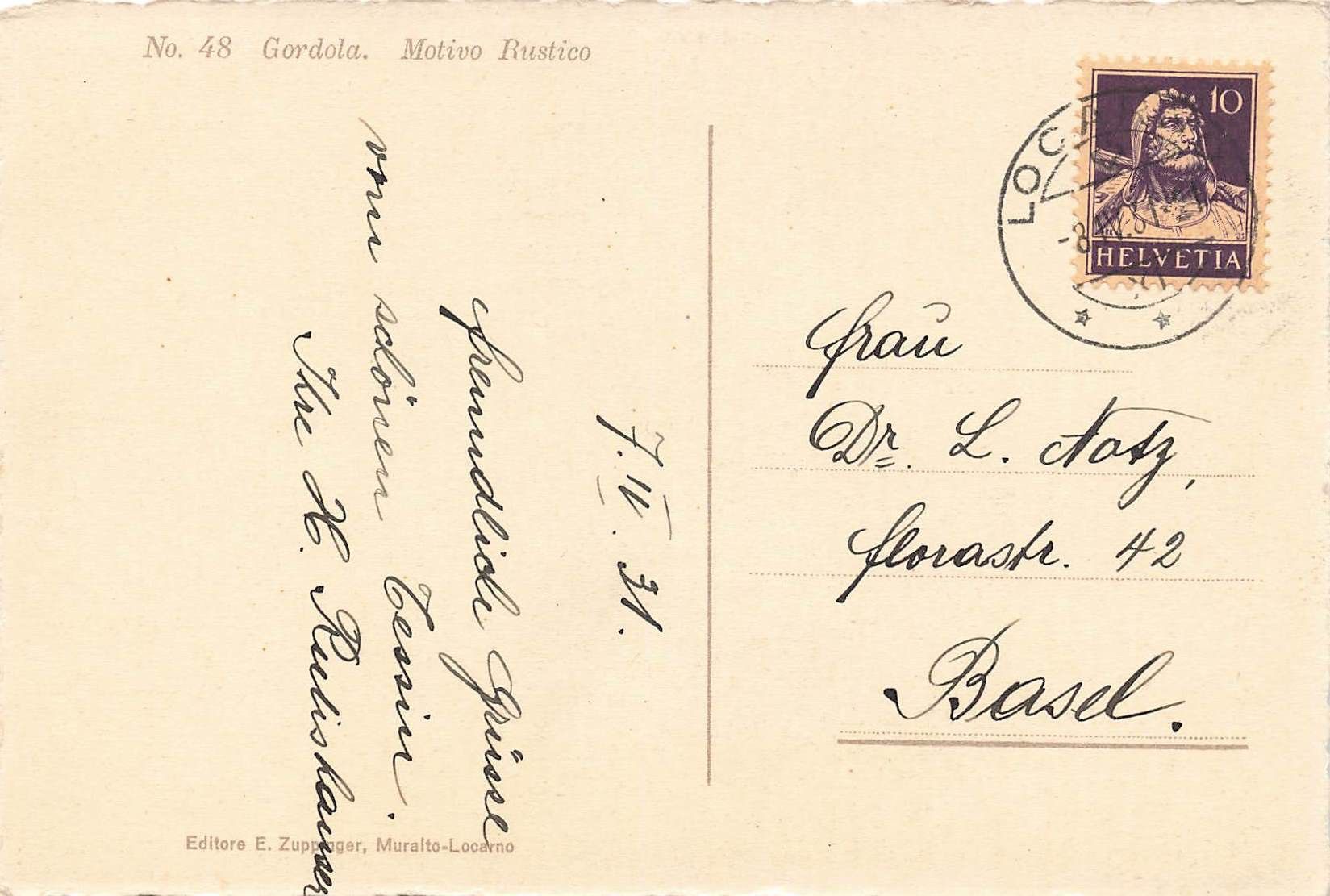 Cartoline postali: Gordola motivo rustico – Usato da Biasca venduto da Blenio71 1