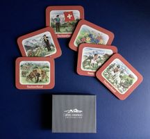 6 Sous-verres🇨🇭Switzerland, vintage, alpaga, chalet suisse