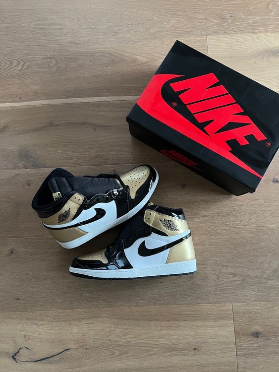 Jordan 1 retro high nrg patent gold on sale toe