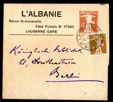 1919 Streifband Privat Zudruck L' Albanie Lausanne RAR