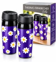 Thermo-Trinkbecher 2-teilig Blumenmuster, neu