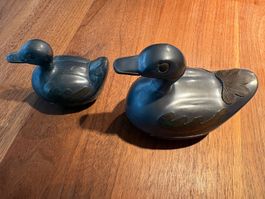 Ente aus Zinn u. Messing zweiteilig Schmuck-/Kleinteildose