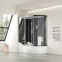 1946 - LED Duschkabine & Badewanne LUX 2in1 rechts schwarz