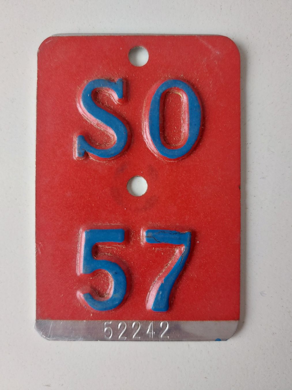 Sachs Insegne: Velonummer SO 57 plaque Velo – Usato da Schenkon venduto da Uhu007