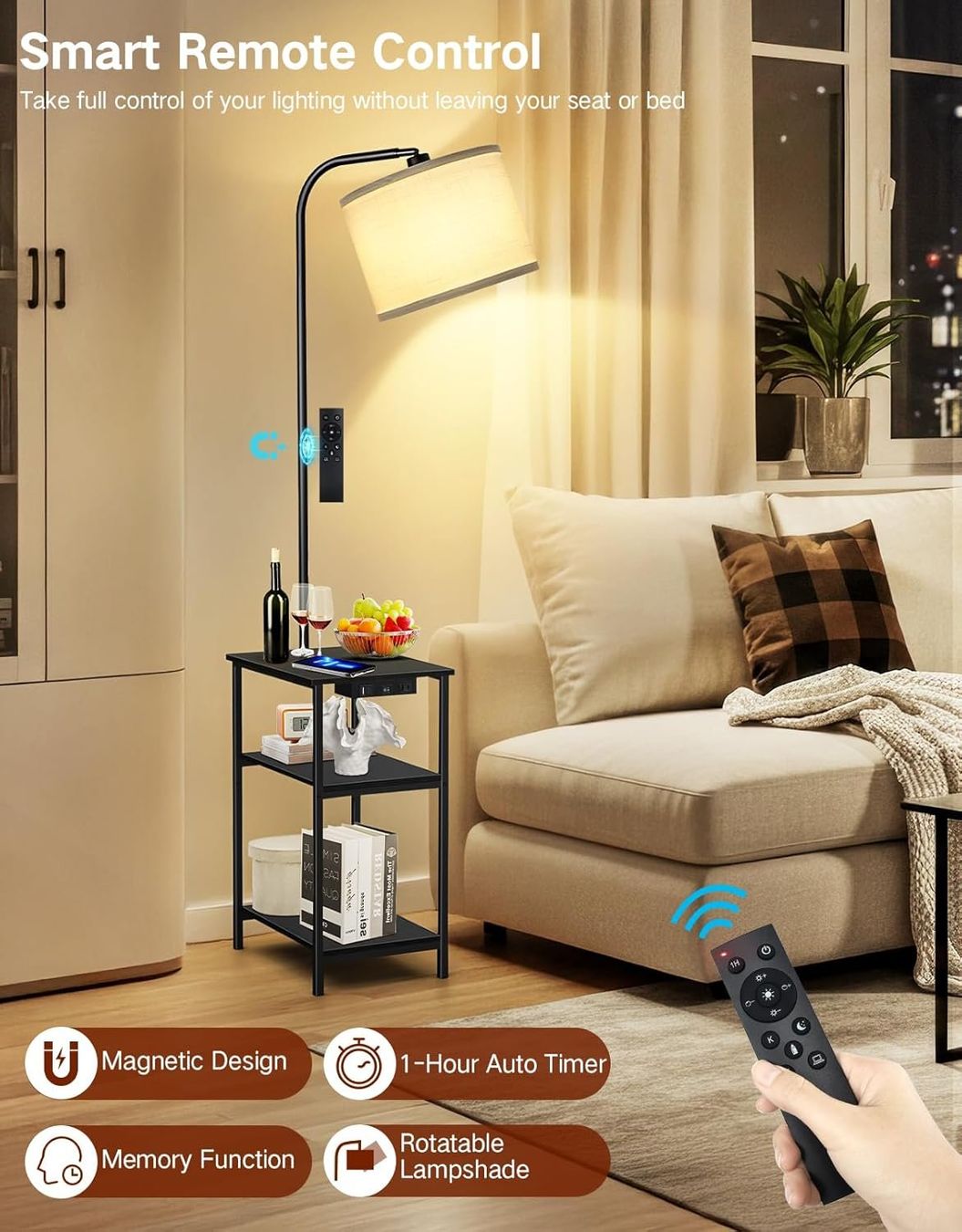 Lampade: Stehlampe Wohnzimmer mit Tisch & Regal – Nuovo e nell'imballaggio originale da Gränichen venduto da omniadeals 2
