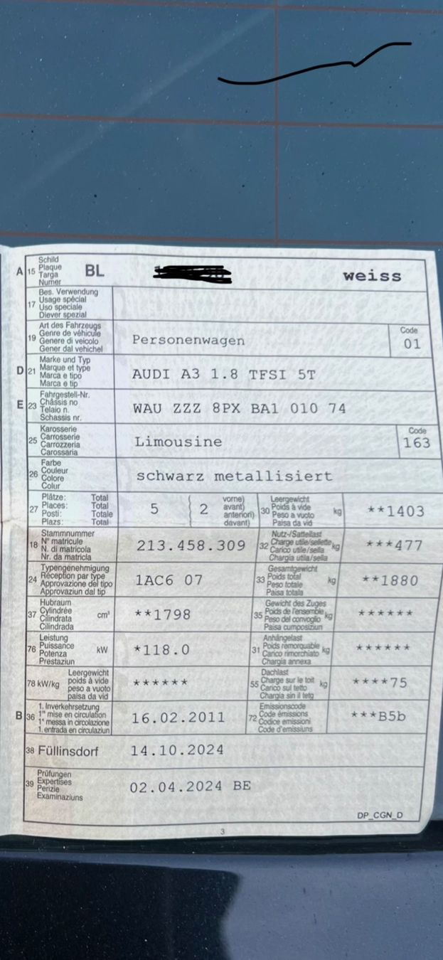 Audi Automobili: Audi A3 Sportback Tfsi – Usato da Birsfelden venduto da usak64