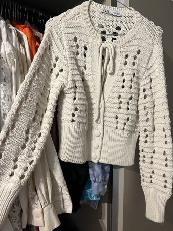 Damen Strickjacke ZARA weiss Grösse S