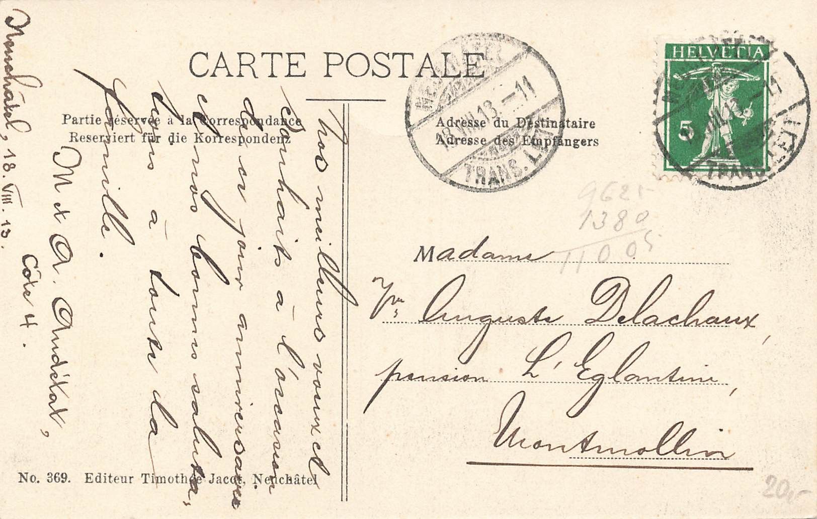 Cartoline postali: Neuchâtel NE Côte-Strasse – Usato da Biasca venduto da Blenio71 1
