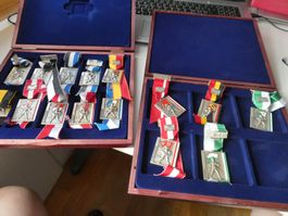 Schweiz, 15 Sportmedaillen "Bannerherren" in 2  Kassetten