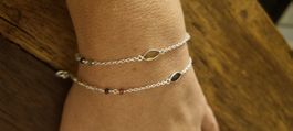 Filigrane Arm/Halskette aus 925 Silber mit Turmalin-Steinen