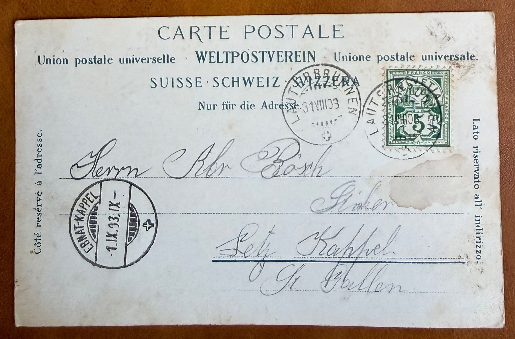Ansichtskarten: Lauterbrunnen - 1903 – Gebraucht aus Lutry von Ediego 1
