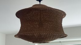 Woven Pendant Lamp Brown Textile Shade Used Condition