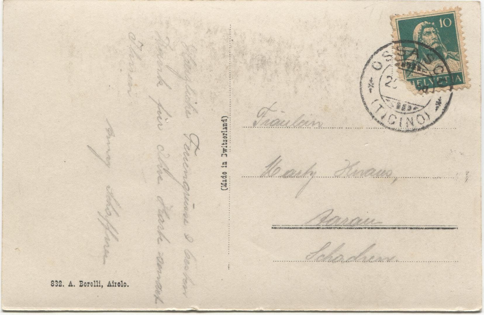 Cartoline postali: OSASCO TI 1925 mit Oldtimer-Auto – Usato da Rothrist venduto da Clanx 2