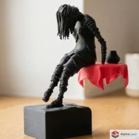 Floating Table Girl Sculpture - Surreal Art - 3D Printed