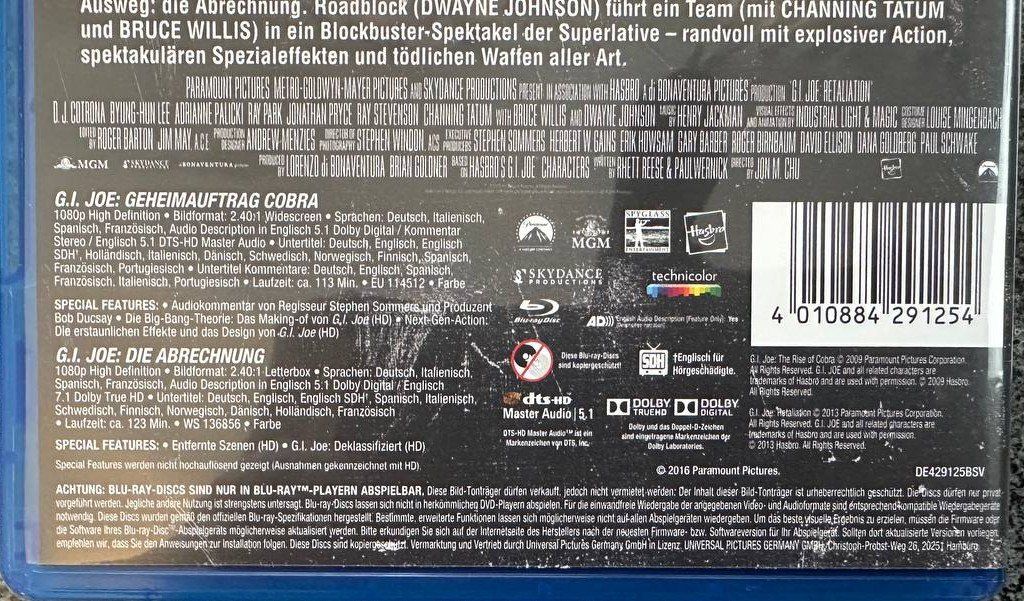 Tutti i DVDs: G.I. Joe Blu-ray 1 bis 3 – Usato da Beringen venduto da Mantafisch1 2