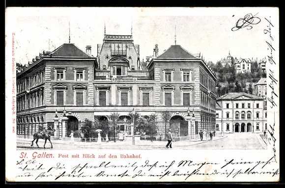 Ansichtskarten: AK St. Gallen, Post mit Blick auf den Bahnhof – Gebraucht aus Berlin von bartko-reher