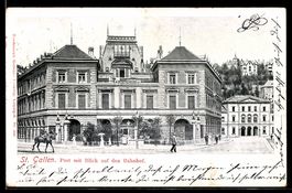 AK St. Gallen, Post mit Blick auf den Bahnhof