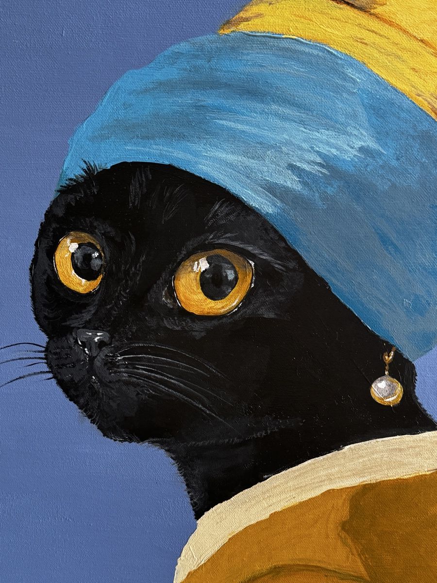 Gemälde: Gemälde Katze mit Perlenohrring Grösse 60x80 cm Unikat – Neu (gemäss Beschreibung) aus Winterthur von sba_fgt5 1