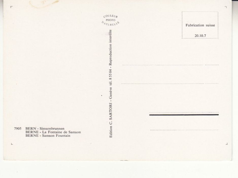 Ansichtskarten: Bern Simonsbrunnen ca. 1970 – Gebraucht aus Bürglen TG von StampGraf 1