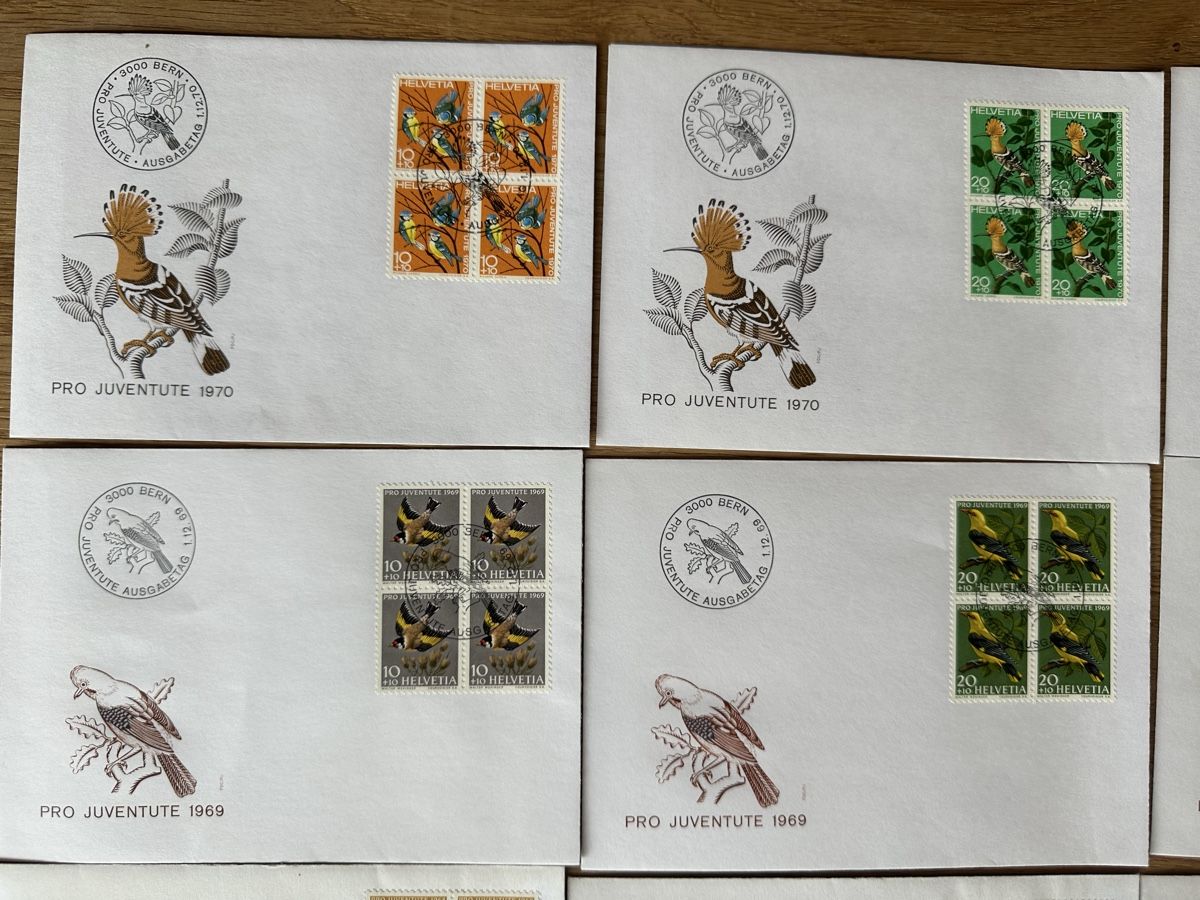 Alle Briefmarken: Schweiz - 13x Pro Juventute FDC 4er Blocks – Gebraucht aus Schmitten / FR von Samsara169 1