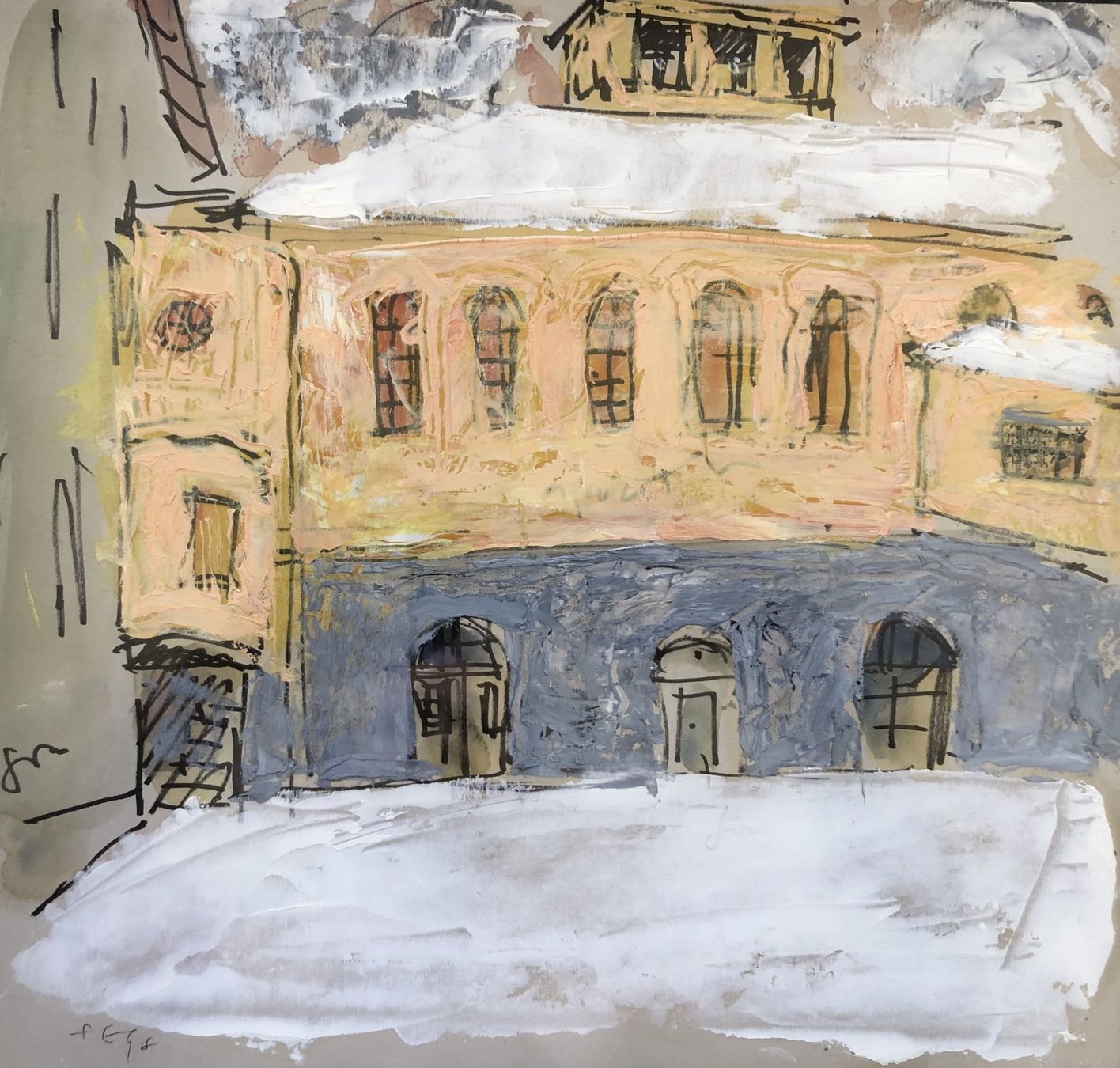 Tableaux: Expressionistisches Winterbild - Mischtechnik – D'occasion à Schaffhausen par durruti 1