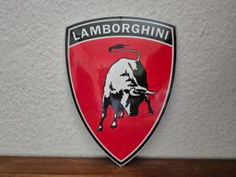 Emailschild Lamborghini Wappen Werkstatt Logo Emaille Schild