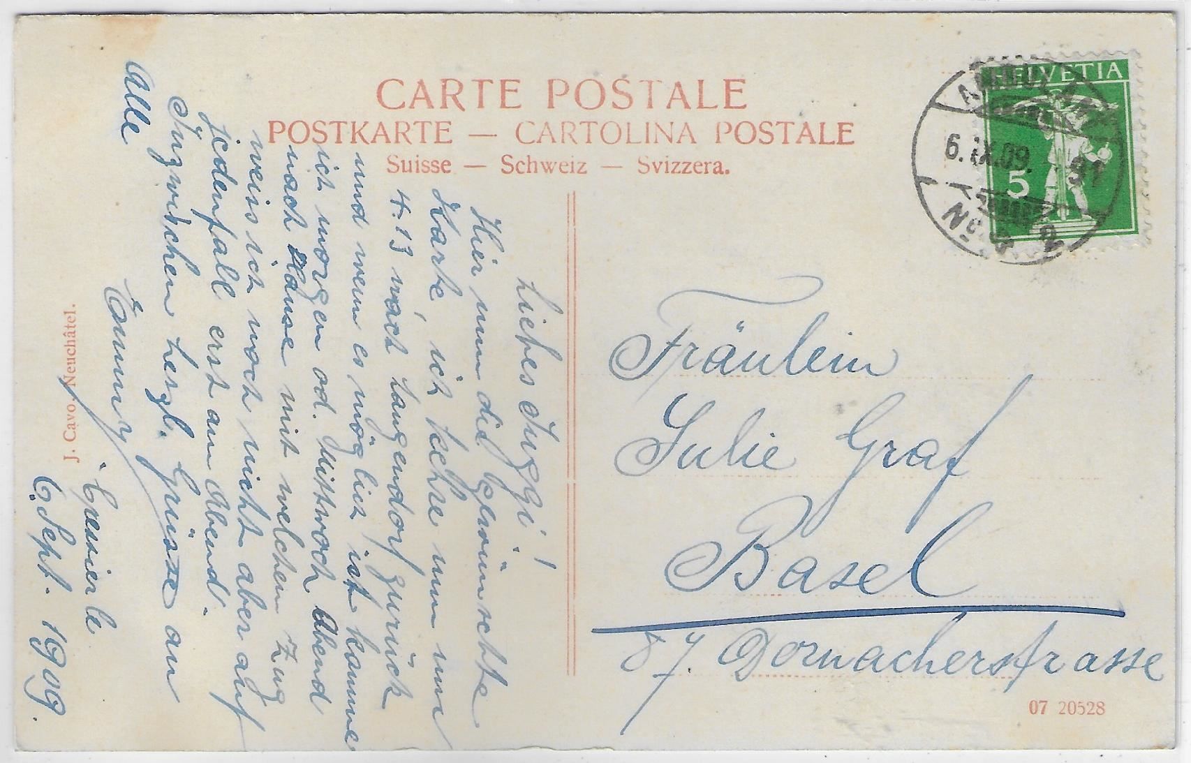 Cartoline postali: Cressier - Pensionnat Sandoz-Robert – Usato da Ettingen venduto da Kartenplanet 1