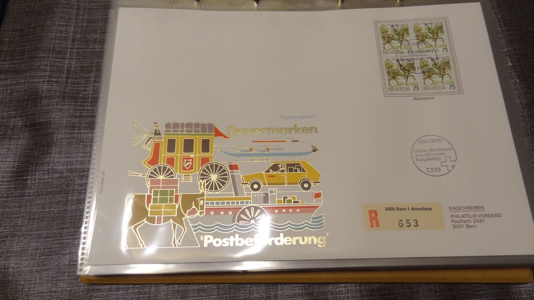 Alle Briefmarken: FDC 1989 Luxusbrief Dauermarken Postbeförderung – Gebraucht aus Olten von pechsisa1