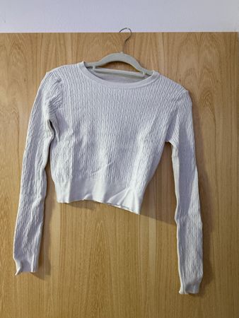 Damen Pullover weiss Zopfmuster Grösse M