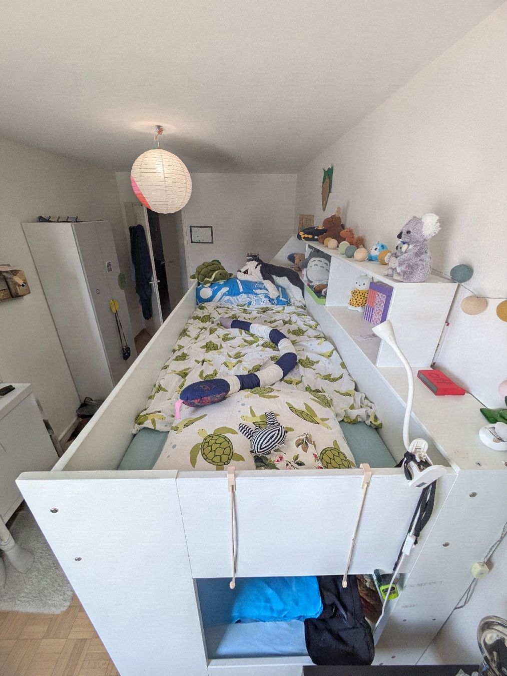 Letti: Lit superposé blanc avec escalier et étagères 90x200 cm – Usato da Genève venduto da bum_c272 3