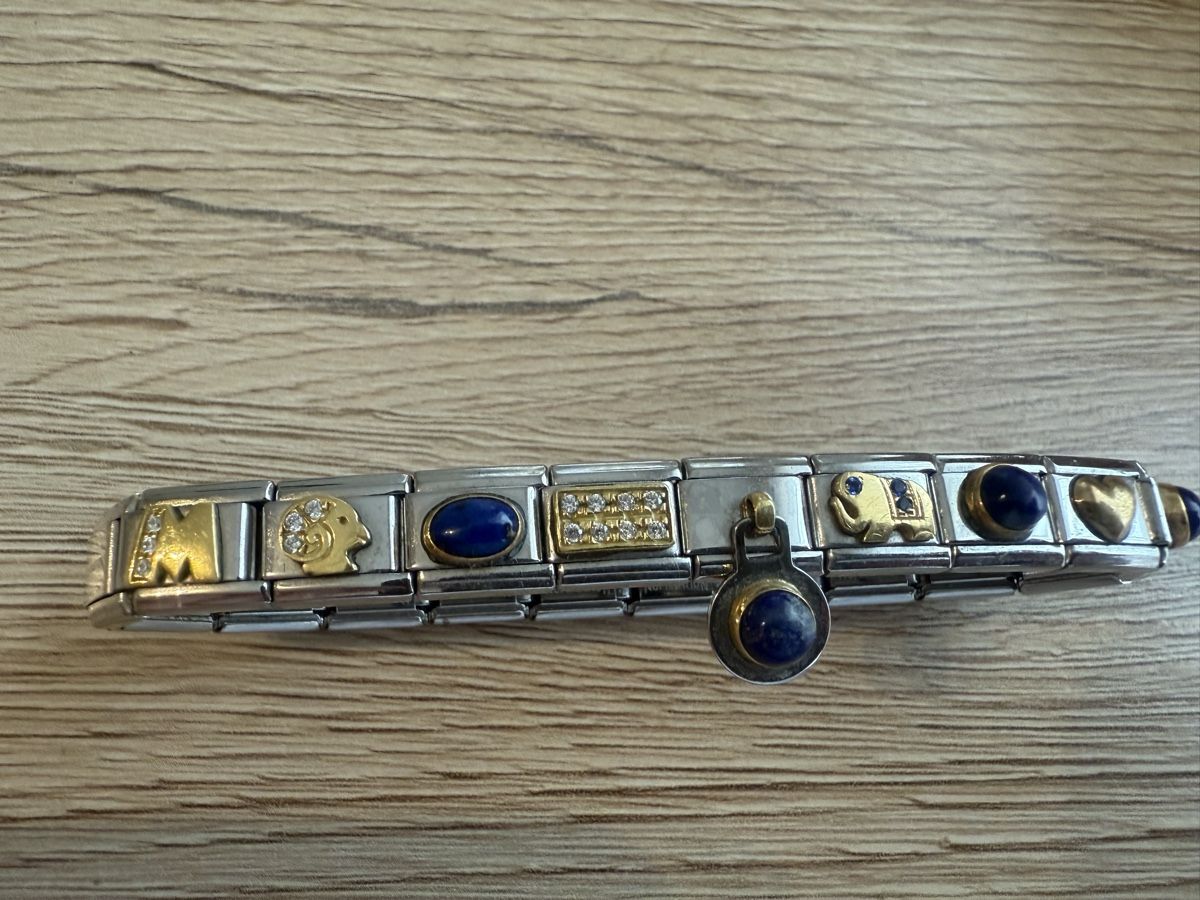 Bracciali & Braccialetti: Nomination Charm Armband mit Buchstaben & blauen Steinen – Usato da Wettingen venduto da Ni_la_lo 1