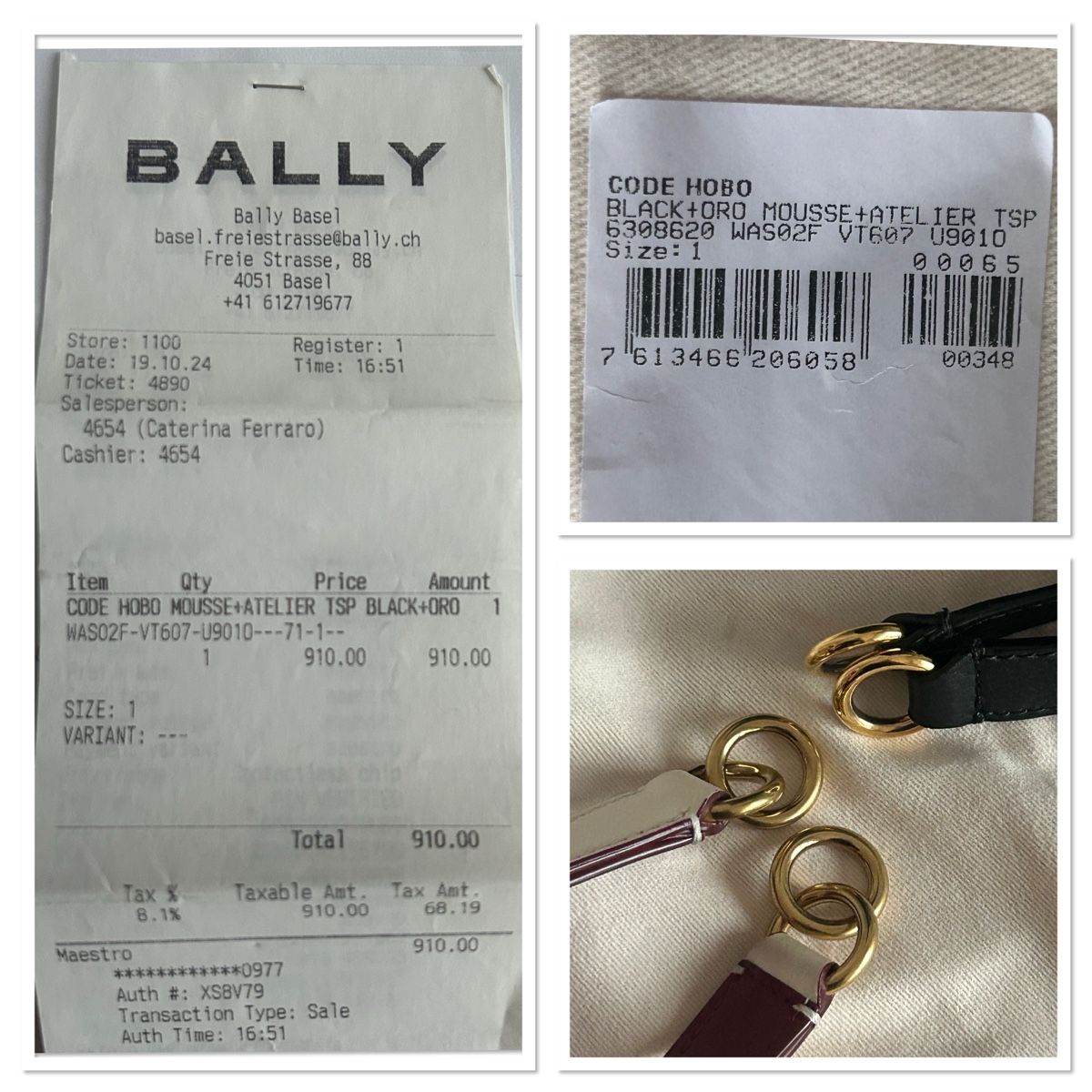 Bally Borse da donna: BALLY CODE HOBO black Size 1, wenig getragen – Usato da Möhlin venduto da seerose6 6