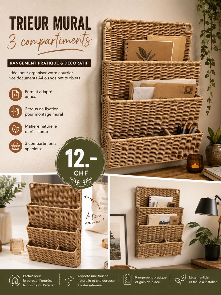 Koffer & Taschen: Trieur mural 3 compartiments osier naturel – Gebraucht aus Apples von chr_df5d