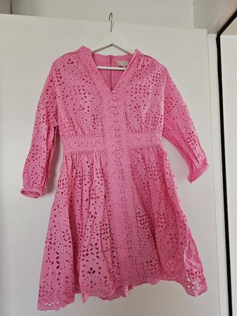 Wunderschönes pinkes Lochstickerei-Kleid Gr. L
