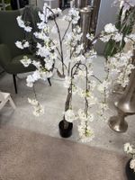 2x Kunst Kirschblütenbäume 1m Holzstamm Weiss Deko Hochzeit