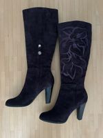 ISOLA Echtleder Stiefel Blumenstick, Dunkelviolett, Gr. 40