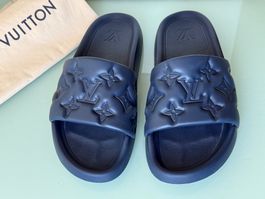 LOUIS VUITTON Waterfront Monogram Embossed Mule Slide 43.5