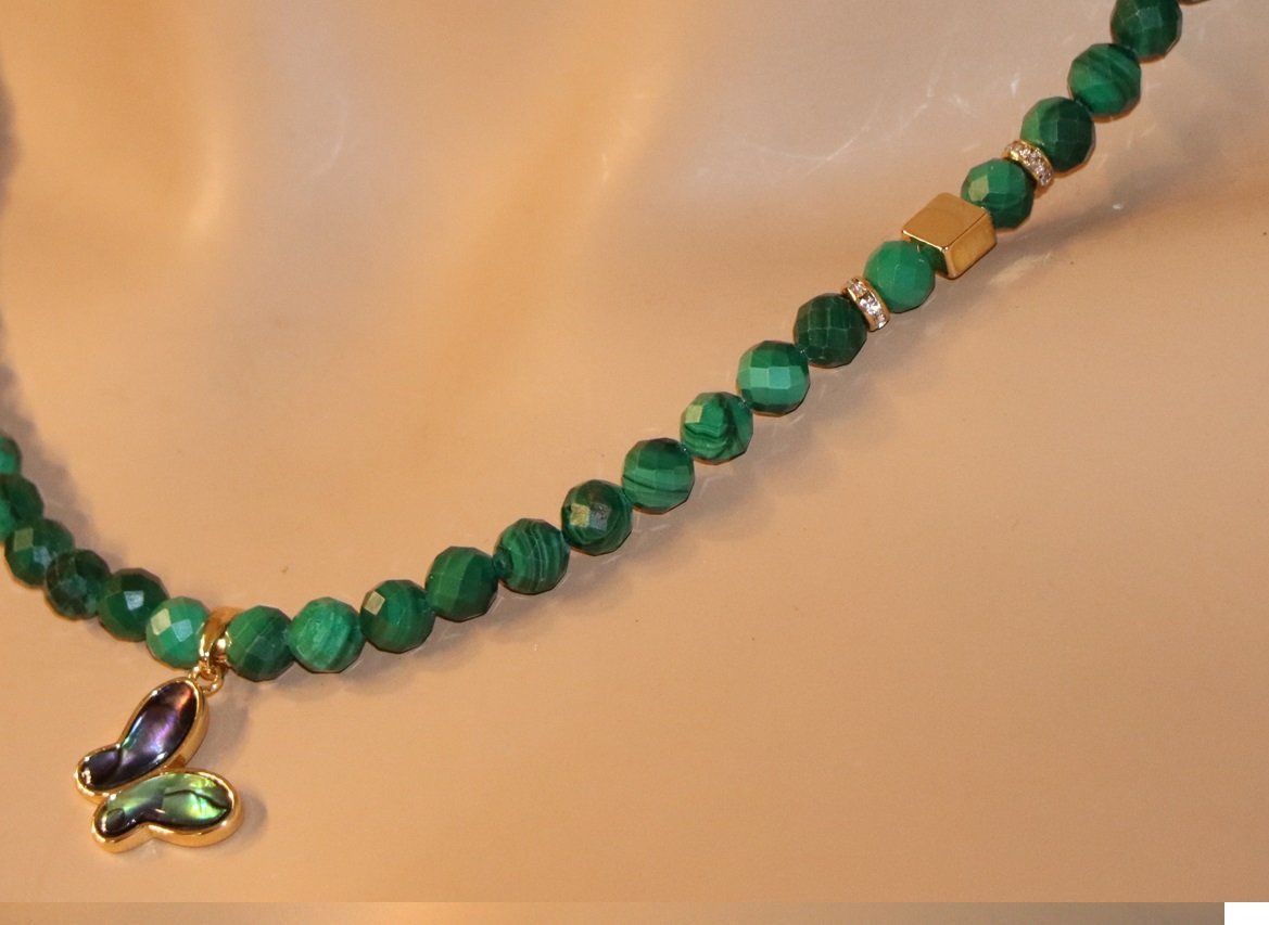 Catenine: Malachit Kette Halskette Collier Edelstein Halsschmuck 45 cm – Nuovo (secondo la descrizione) da Rotkreuz venduto da beltraum 4