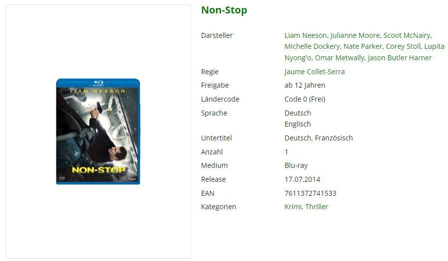 Tous les DVDs: Non-Stop (Bluray) – D'occasion à Emmetten par SVollenweider