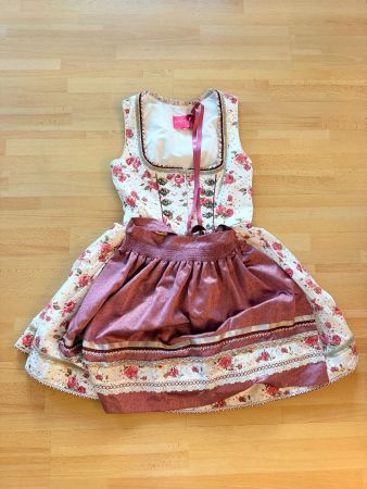 Kruger Dirndl Blumenmuster rosa weiss Grösse 38 neu