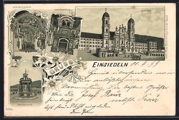 Ansichtskarten: Litho Einsiedeln, Gnadenkapelle, Chor de – Gebraucht aus Berlin von bartko-reher