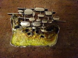 Brosche Abstrakt Emaille Cloisonné