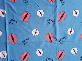Baumwolljersey Coupon 70x150cm / Stahlblau Mund