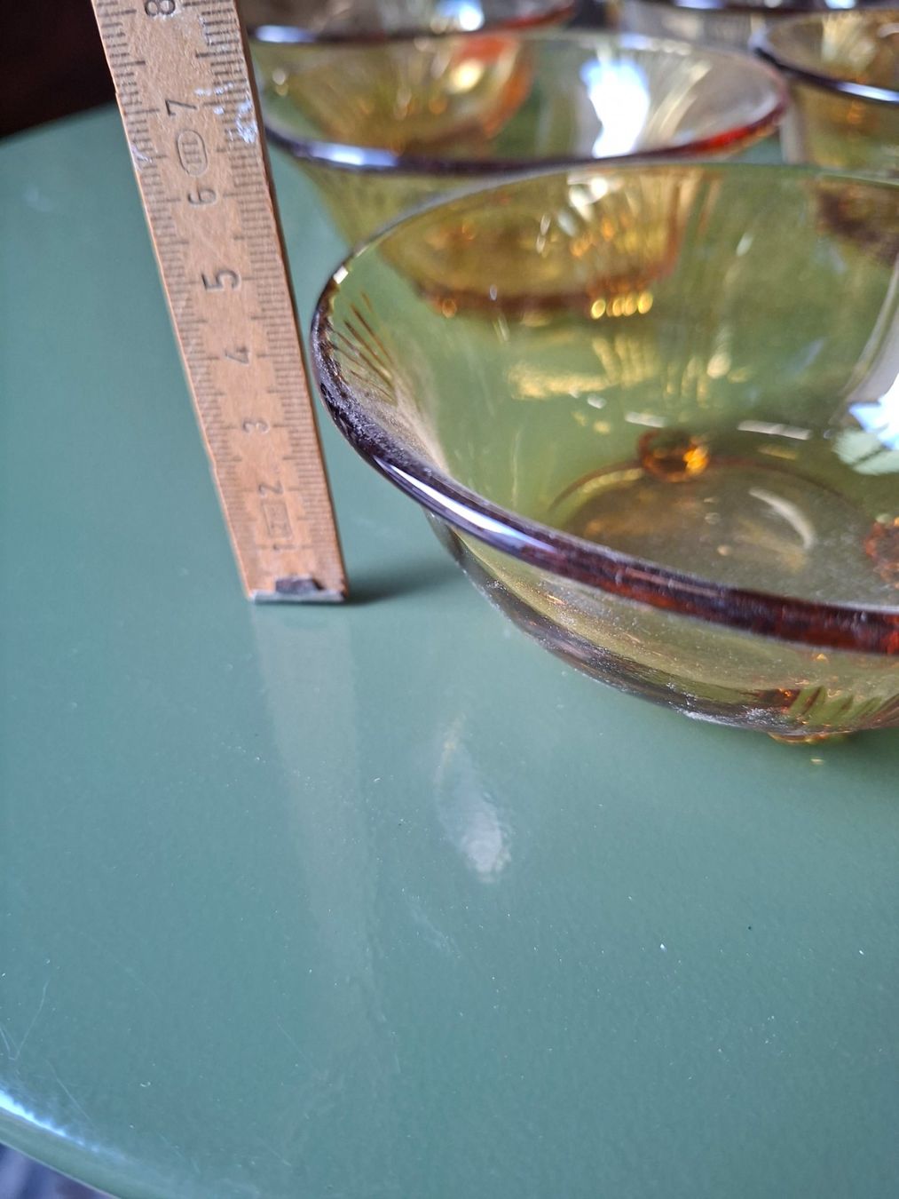 Coupes: 6er Set Glasschalen bernsteinfarben mit Rillenmuster – D'occasion à Schaffhausen par meteor7 4